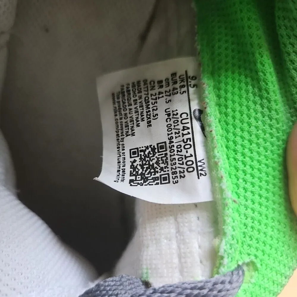 Nike Court Legacy - White W/ White Logo - Lime Green & Grey, CU4150-100,Size 9.5